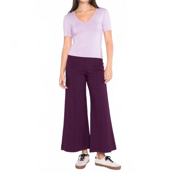 NEW RIPLEY RADER ponte knit crop wide leg pant in plum